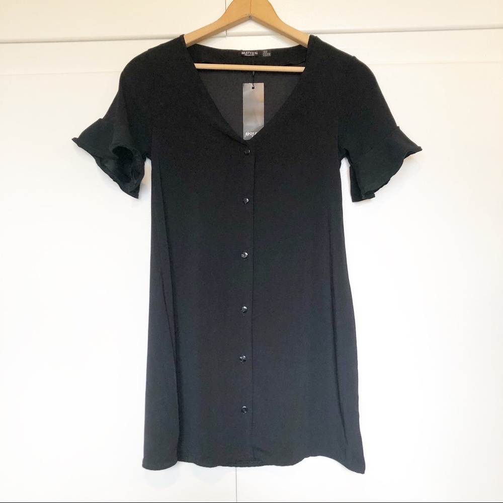 Nasty Gal Women's Ruffle Sleeve Button Dress